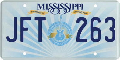 MS license plate JFT263
