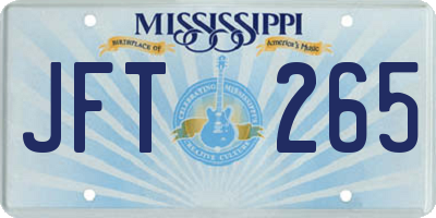 MS license plate JFT265