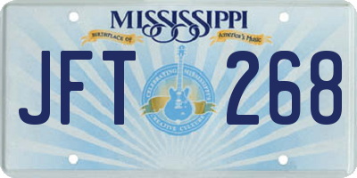 MS license plate JFT268
