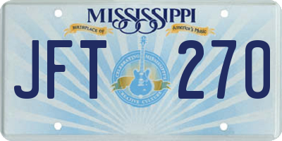 MS license plate JFT270