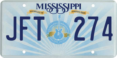 MS license plate JFT274