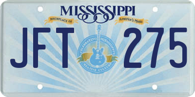 MS license plate JFT275