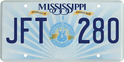 MS license plate JFT280