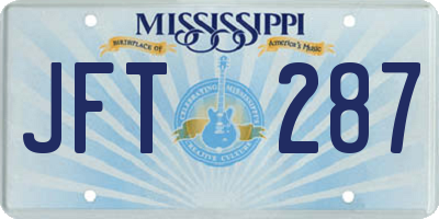 MS license plate JFT287