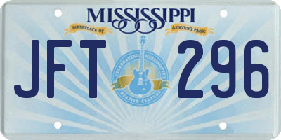 MS license plate JFT296