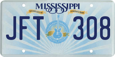 MS license plate JFT308