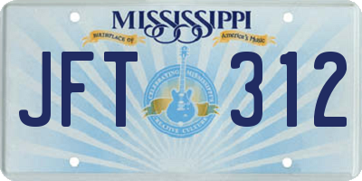 MS license plate JFT312