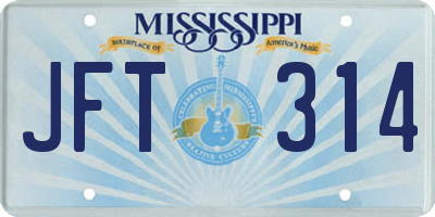 MS license plate JFT314