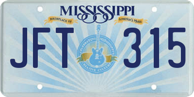 MS license plate JFT315