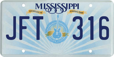 MS license plate JFT316