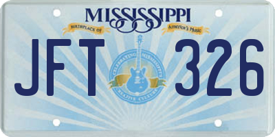 MS license plate JFT326