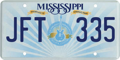 MS license plate JFT335