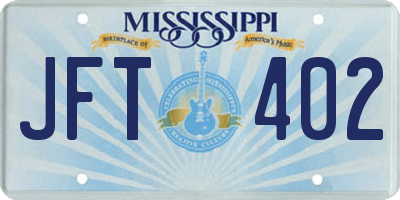 MS license plate JFT402