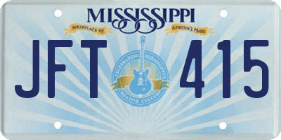 MS license plate JFT415