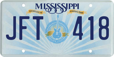 MS license plate JFT418