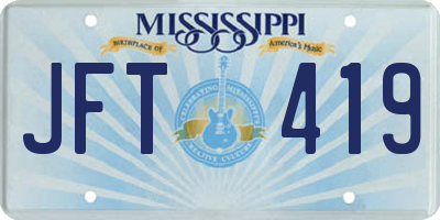 MS license plate JFT419