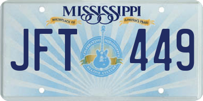 MS license plate JFT449