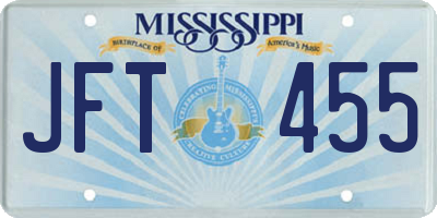 MS license plate JFT455