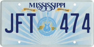 MS license plate JFT474