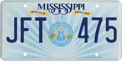 MS license plate JFT475