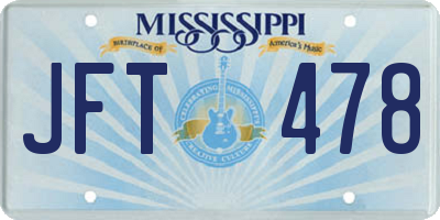 MS license plate JFT478