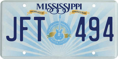 MS license plate JFT494