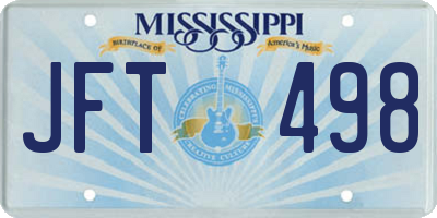 MS license plate JFT498