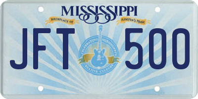 MS license plate JFT500