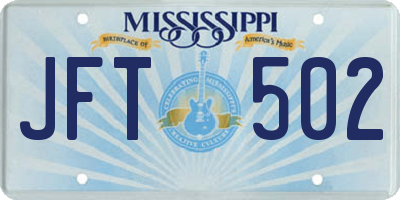 MS license plate JFT502