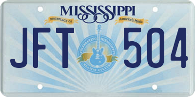 MS license plate JFT504