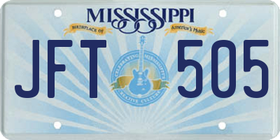 MS license plate JFT505