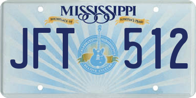 MS license plate JFT512