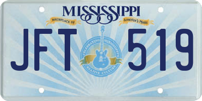 MS license plate JFT519