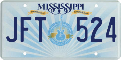 MS license plate JFT524