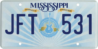 MS license plate JFT531