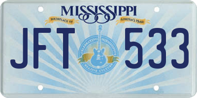 MS license plate JFT533