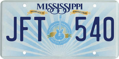 MS license plate JFT540