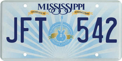 MS license plate JFT542