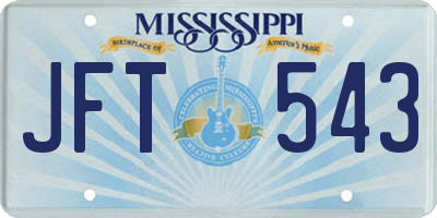 MS license plate JFT543