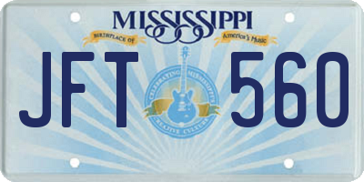 MS license plate JFT560