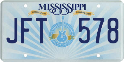MS license plate JFT578