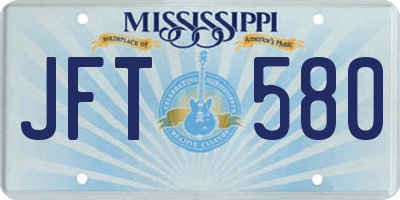 MS license plate JFT580