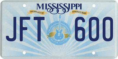 MS license plate JFT600