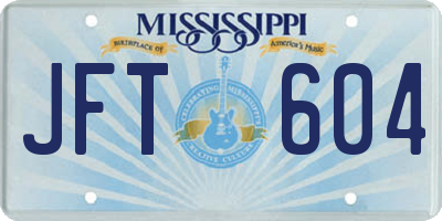 MS license plate JFT604