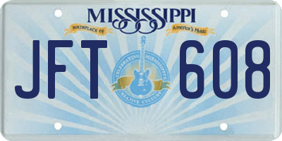 MS license plate JFT608