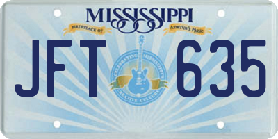 MS license plate JFT635