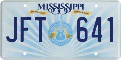 MS license plate JFT641