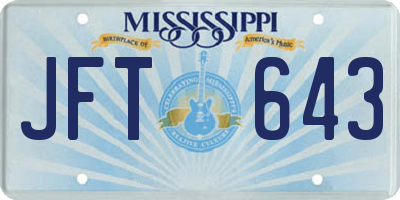 MS license plate JFT643