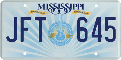MS license plate JFT645