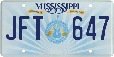 MS license plate JFT647
